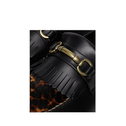 รุ่น Adrian Snaffle รองเท้าโลฟเฟอร์ Unisex ลายเสือดาว - สีดำ