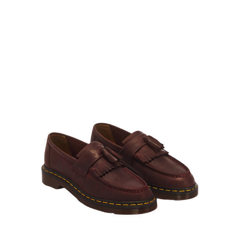 รุ่น Adrian รองเท้าโลฟเฟอร์ประดับพู่หนัง Crazy Horse - สี Cherry Red
