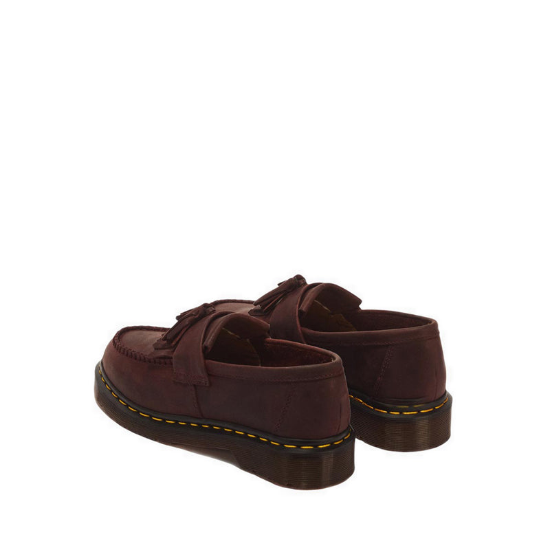 รุ่น Adrian รองเท้าโลฟเฟอร์ประดับพู่หนัง Crazy Horse - สี Cherry Red