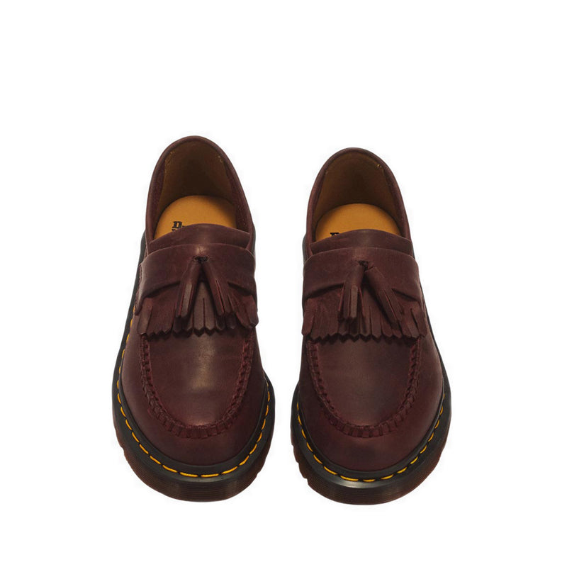 รุ่น Adrian รองเท้าโลฟเฟอร์ประดับพู่หนัง Crazy Horse - สี Cherry Red