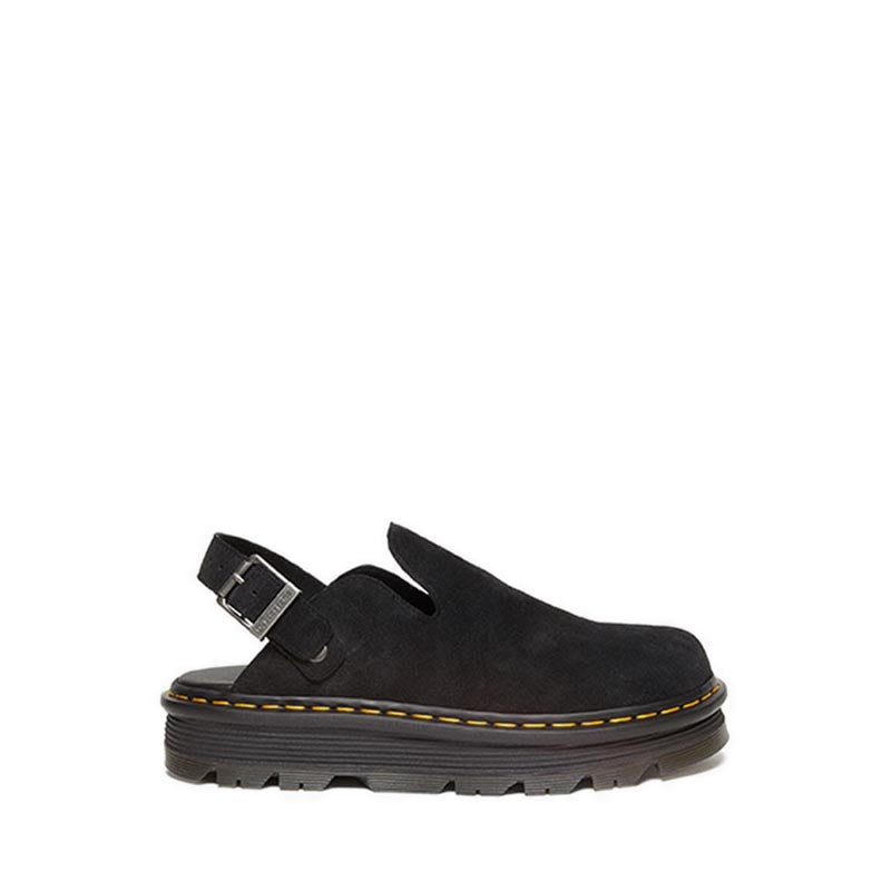 รุ่น Zebzag รองเท้าแพลตฟอร์มหนังกลับ Mules รัดข้อ Unisex สีดำ