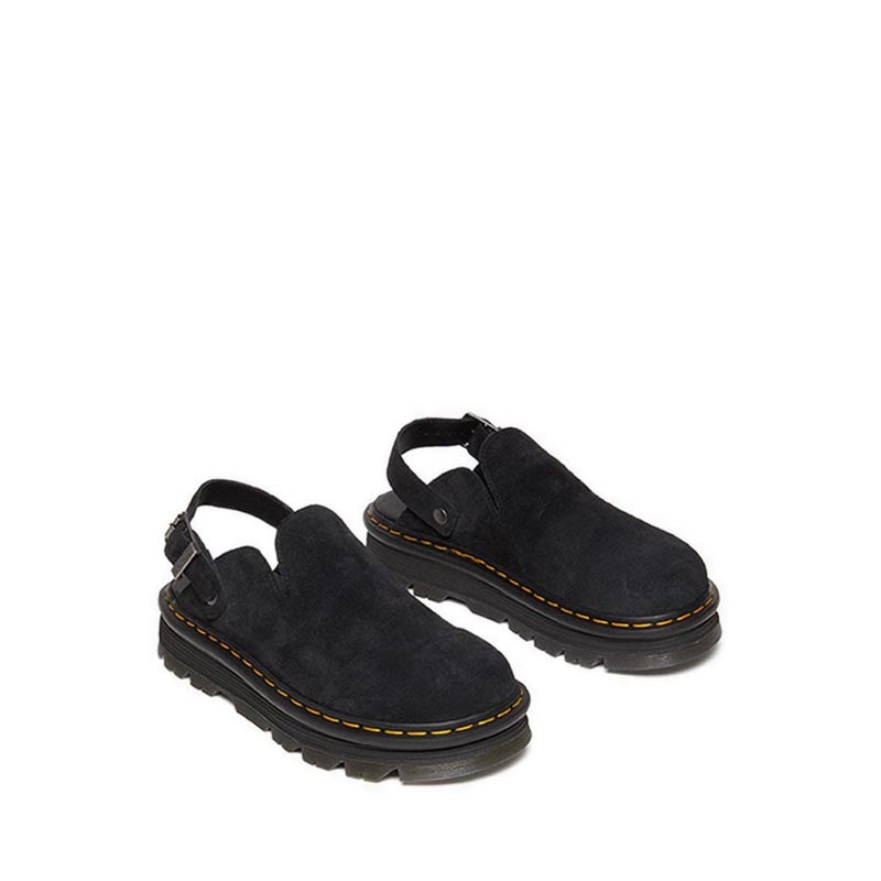 รุ่น Zebzag รองเท้าแพลตฟอร์มหนังกลับ Mules รัดข้อ Unisex สีดำ