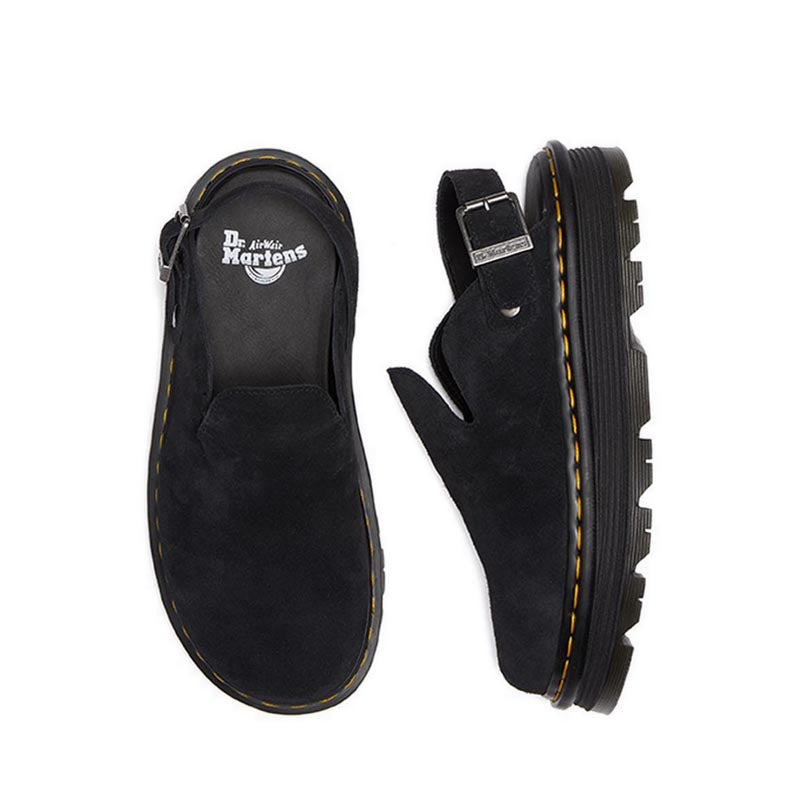 รุ่น Zebzag รองเท้าแพลตฟอร์มหนังกลับ Mules รัดข้อ Unisex สีดำ
