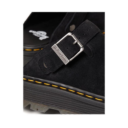 รุ่น Zebzag รองเท้าแพลตฟอร์มหนังกลับ Mules รัดข้อ Unisex สีดำ