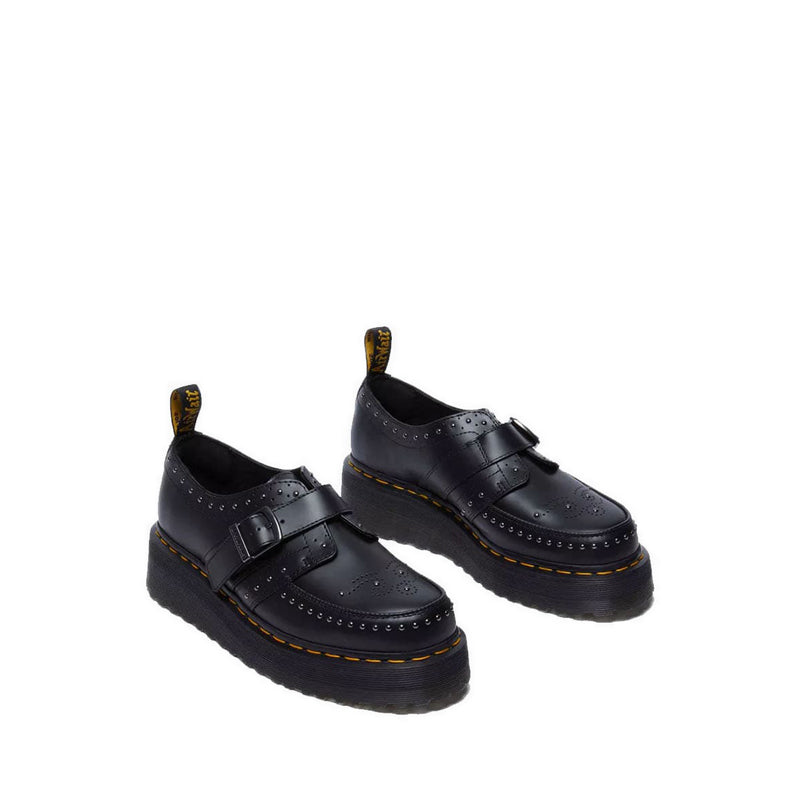 Ramsey รองเท้าหนังแพลตฟอร์มส้นตึกทรง Monk Strap - สีดำ