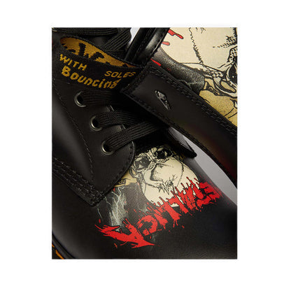 รุ่น 1460 Metallica Skull Flower รองเท้าบู๊ต รูร้อยเชือก 8 แถว Unisex สีขาว