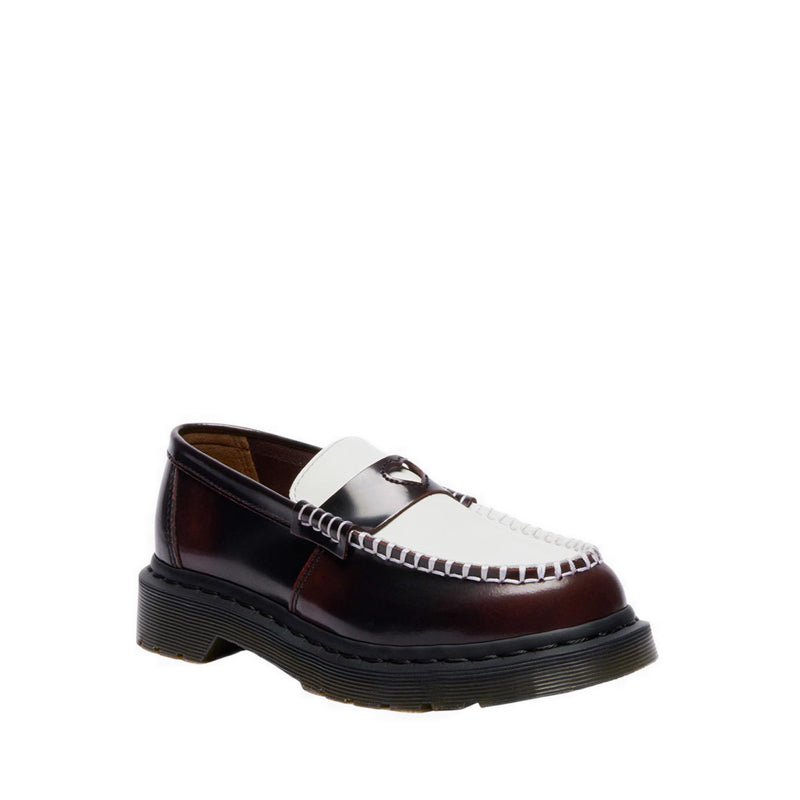  PENTON HEART Two Tone Arcadia Rub Off Leather Loafers WOMENS Red