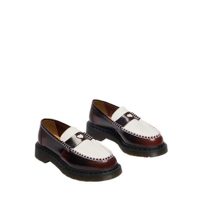  PENTON HEART Two Tone Arcadia Rub Off Leather Loafers WOMENS Red