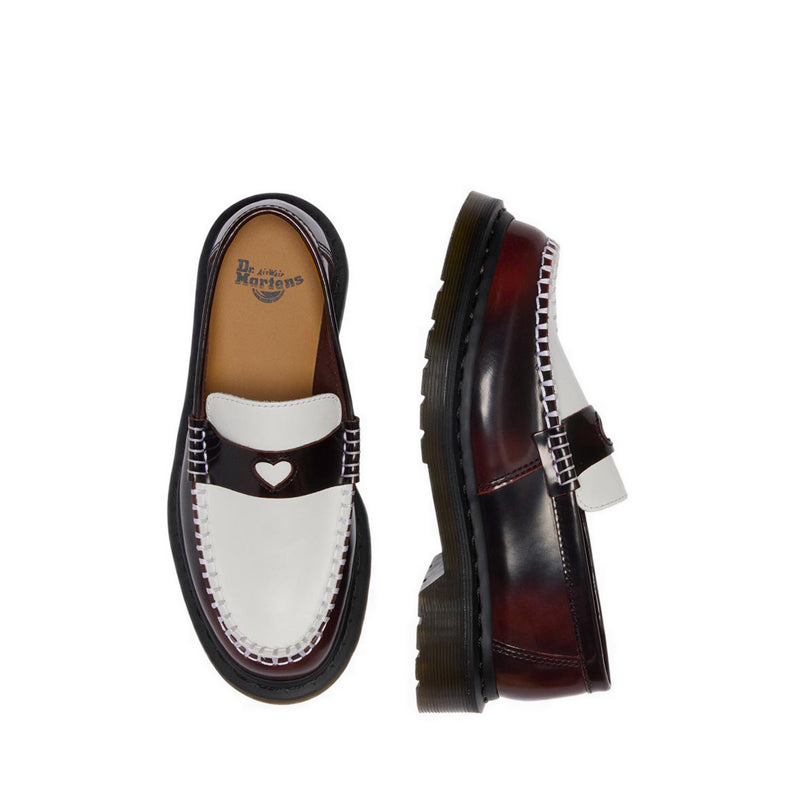  PENTON HEART Two Tone Arcadia Rub Off Leather Loafers WOMENS Red