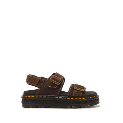 รุ่น ZebZag รองเท้าแตะหนัง Crazy Horse สี Dark Brown