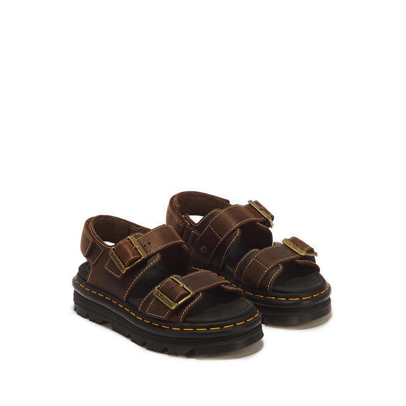 รุ่น ZebZag รองเท้าแตะหนัง Crazy Horse สี Dark Brown