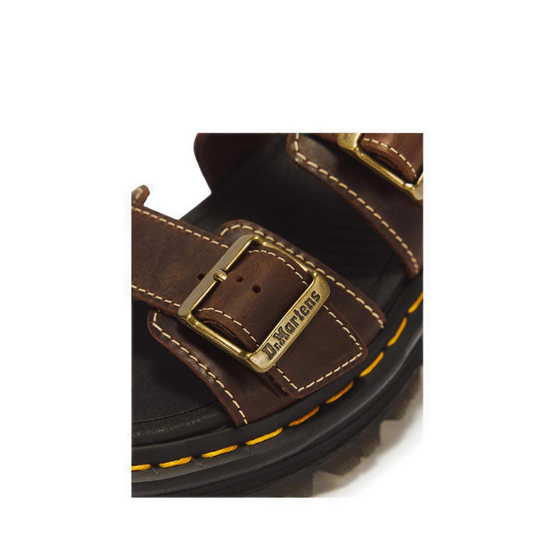 รุ่น ZebZag รองเท้าแตะหนัง Crazy Horse สี Dark Brown