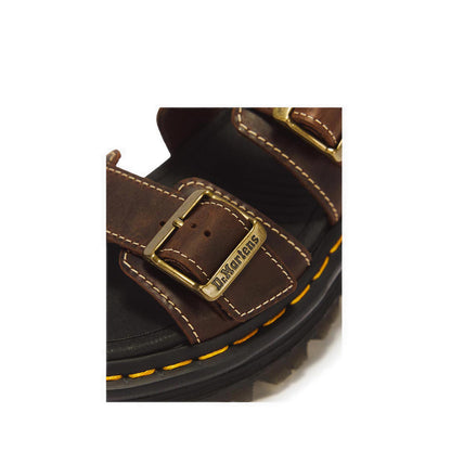 รุ่น ZebZag รองเท้าแตะหนัง Crazy Horse สี Dark Brown
