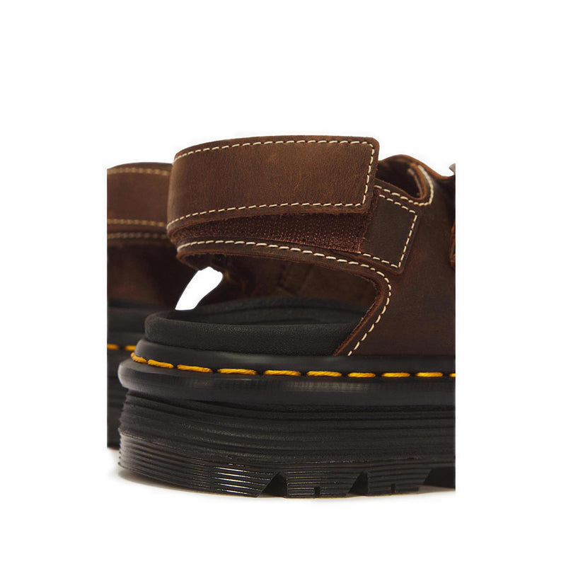 รุ่น ZebZag รองเท้าแตะหนัง Crazy Horse สี Dark Brown