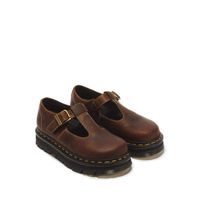 รุ่น ZebZag รองเท้าบัลเล่ต์ หนัง Crazy Horse - สี Dark Brown