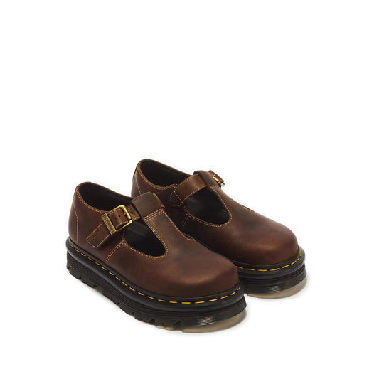 รุ่น ZebZag รองเท้าบัลเล่ต์ หนัง Crazy Horse - สี Dark Brown